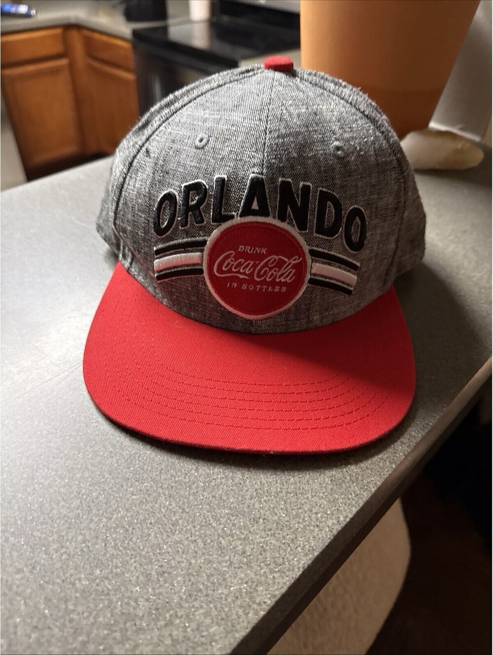 Coca-Cola Orlando Snapback Hat Cap Gray Red Embroidered Adjustable NWT Coke